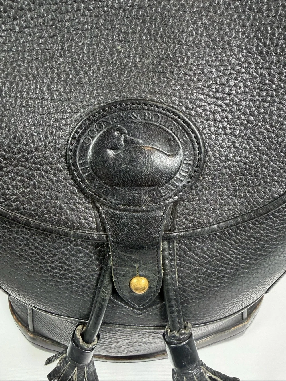 Vintage Dooney & Bourke Teton H64 Black Leather Drawstring Shoulder Bag USA